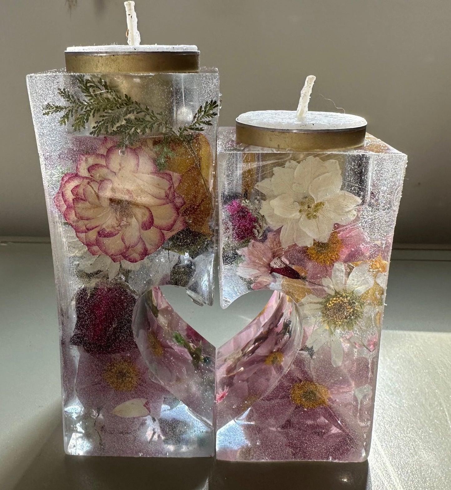 Preserved flower love candles