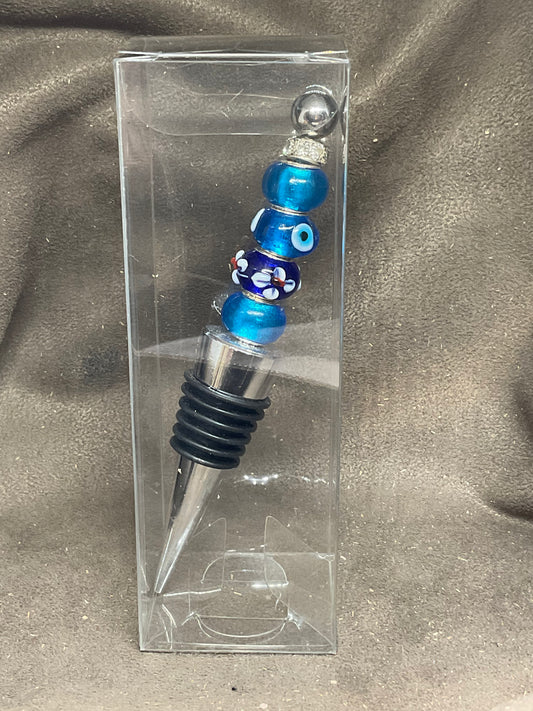 Beaded Bottle stopper in blues