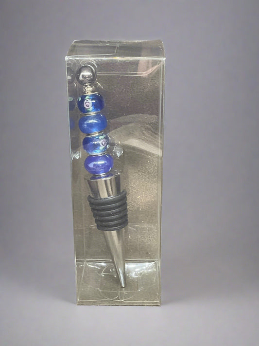 Beaded Bottle stopper in Blues