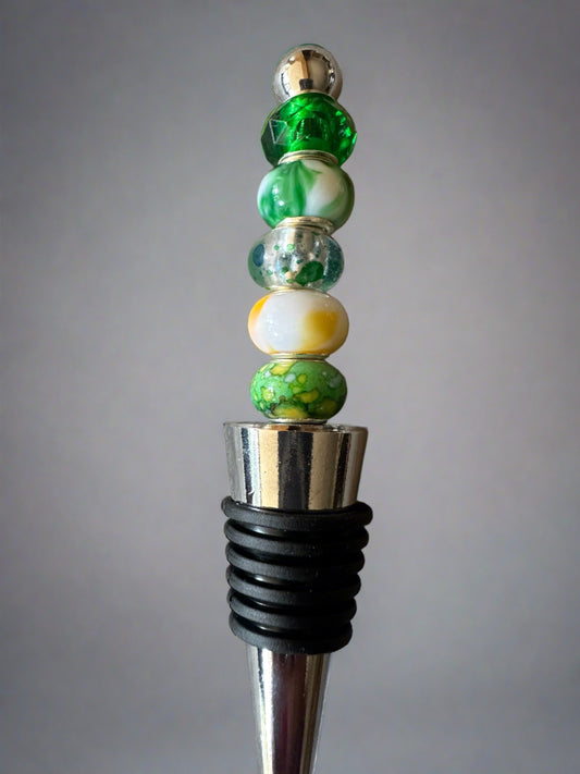 Beaded Bottle stopper greens