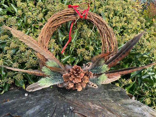 Pheasant feather wreath